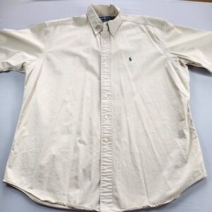 Polo Ralph Lauren Shirt Mens Large Khaki Tan Blake Short Sleeve Button Down Pony